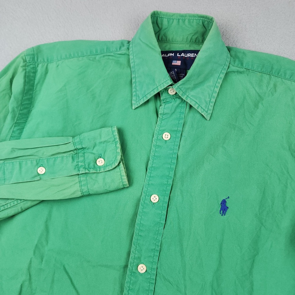 Ralph Lauren Polo Sport Shirt Womens 4 Green Button Up Long Sleeve Pony Logo